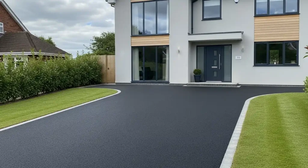 Standard black tarmac driveway UK