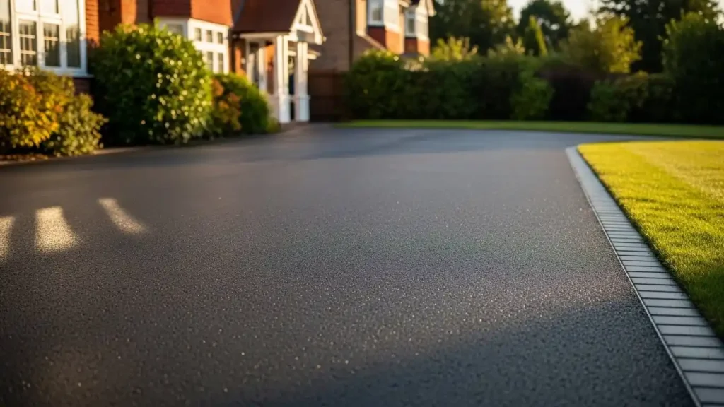 Smooth black tarmac driveway at a Essex home